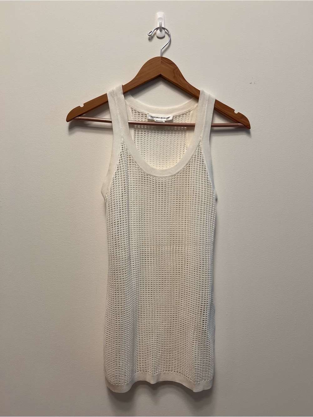 Victoria Beckham White Open-Knit Tank